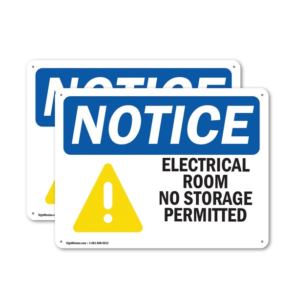 Signmission Electrical Room No Storage Permitted, 10 in W x Rectangle, Plastic OS-2PACK-NS-P-710-L-15566 - main
